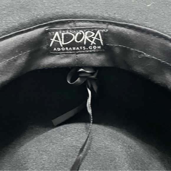 Adora Black Wool Fedora Hat with Red & Navy Ribbon Band - Picture 9 of 12